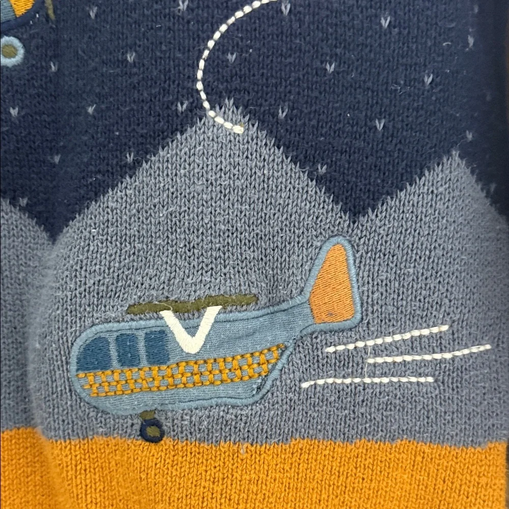 Kids Airplane Sweater - Navy and Mustard, Jarvis Archer 4T